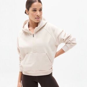 NWT Athleta Easy Fleece 1/2 Zip Hoodie Bone Size Large